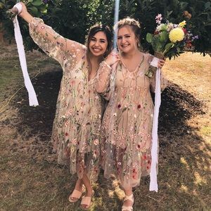 floral embroidered mesh dress